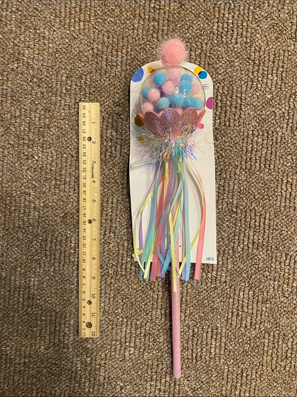 Arket Pastel Pom-Pom Glitter Party Wand - Pink, Yellow, Blue